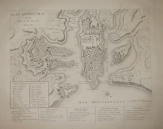 Varin Plan Géométral de la Ville & du Port de Malte 1784 Parigi 